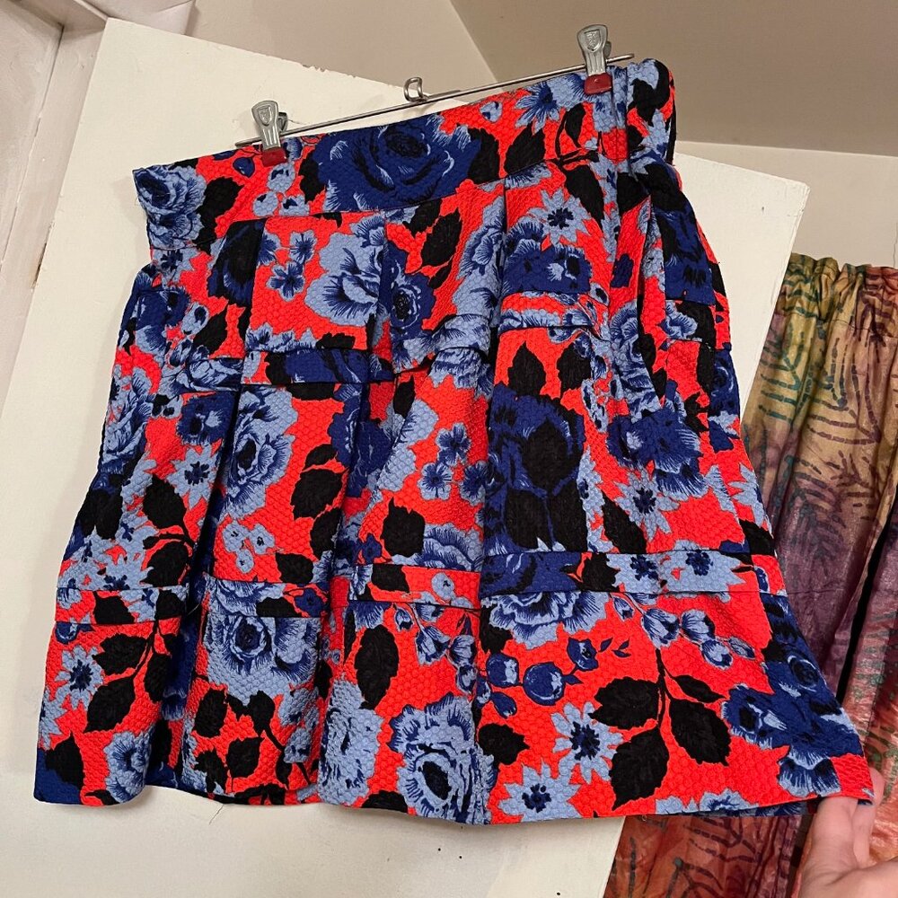Anthropologie Floral A-Line Skirt Size M